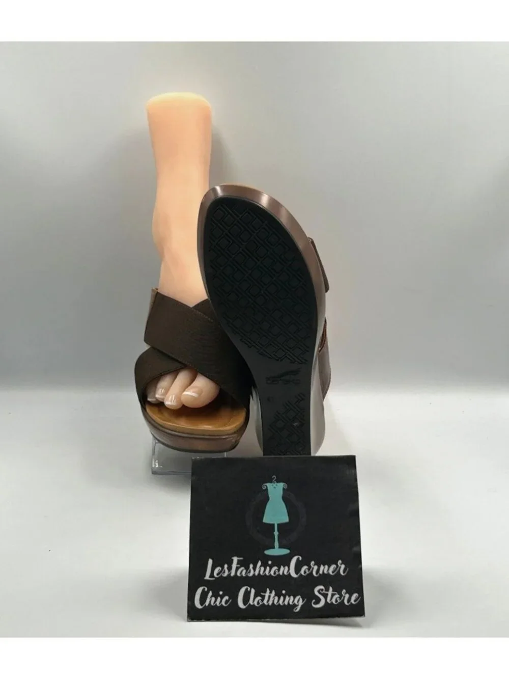 Dansko Women's Brown Stretch Fabric Ava Wedge Slide Sandals Size 10.5 (41) 3631